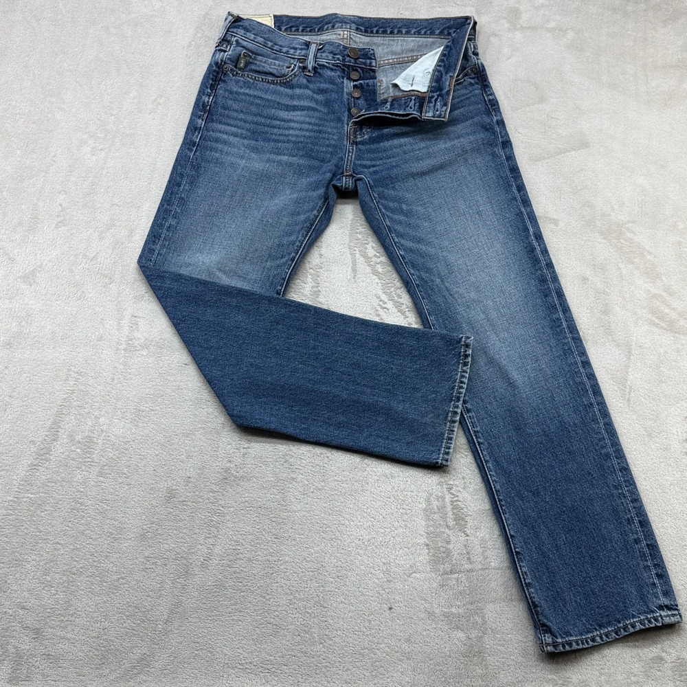 Abercrombie & Fitch Classic Straight Jeans Mens 31x30 Blue Denim Button Fly